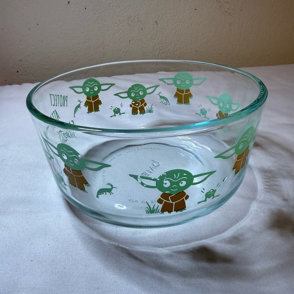 Pyrex Glass Bowl with Green and Brown Design